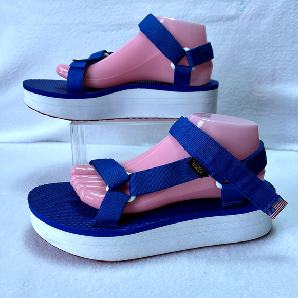 Teva Universal Platform Sandals Women 10 Blue Walking Trail Adjustable Straps - Picture 10 of 13